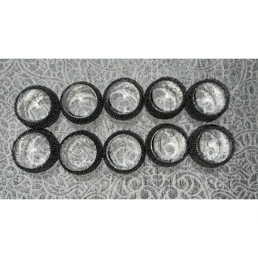 Set Of‎ 10 Silver Beaded Napkin Rings